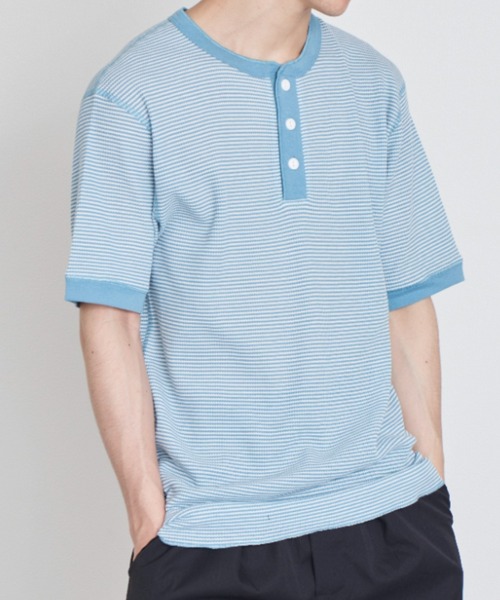 Healthknit（ヘルスニット）の「【Healthknit】ヘンリーネックワッフル半袖パックTEEシャツ サーマル半袖パックTシャツ 601S（Tシャツ/カットソー・メンズ・ホワイト/ブラック/ネイビー/レッド/ブルー/ブラック系その他2/グリーン/ブラウン/イエロー/ピンク/ロイヤルブルー・M/L/XL）」の16枚目の写真