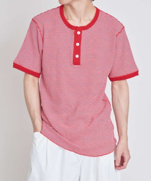 Healthknit（ヘルスニット）の「【Healthknit】ヘンリーネックワッフル半袖パックTEEシャツ サーマル半袖パックTシャツ 601S（Tシャツ/カットソー・メンズ・ホワイト/ブラック/ネイビー/レッド/ブルー/ブラック系その他2/グリーン/ブラウン/イエロー/ピンク/ロイヤルブルー・M/L/XL）」の19枚目の写真