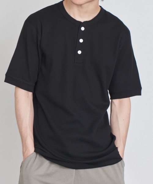 Healthknit（ヘルスニット）の「【Healthknit】ヘンリーネックワッフル半袖パックTEEシャツ サーマル半袖パックTシャツ 601S（Tシャツ/カットソー・メンズ・ホワイト/ブラック/ネイビー/レッド/ブルー/ブラック系その他2/グリーン/ブラウン/イエロー/ピンク/ロイヤルブルー・M/L/XL）」の21枚目の写真