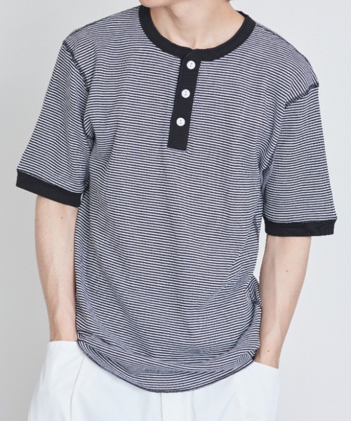Healthknit（ヘルスニット）の「【Healthknit】ヘンリーネックワッフル半袖パックTEEシャツ サーマル半袖パックTシャツ 601S（Tシャツ/カットソー・メンズ・ホワイト/ブラック/ネイビー/レッド/ブルー/ブラック系その他2/グリーン/ブラウン/イエロー/ピンク/ロイヤルブルー・M/L/XL）」の22枚目の写真