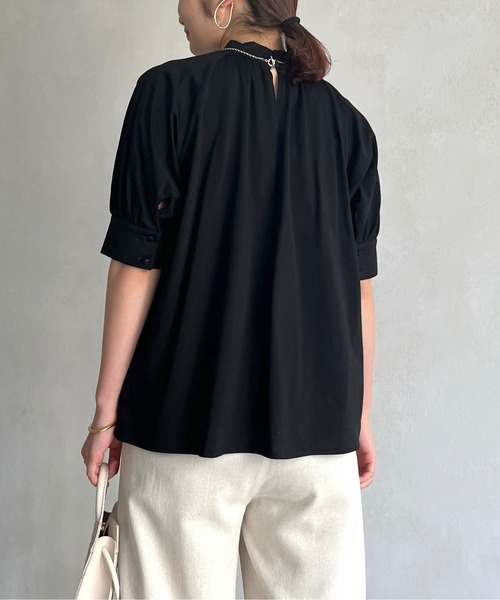 prose verse（プロズヴェール）の「シルケットギャザーハイネックカットソー（Tシャツ/カットソー・レディース・ブラック/オフホワイト・FREE）」の6枚目の写真