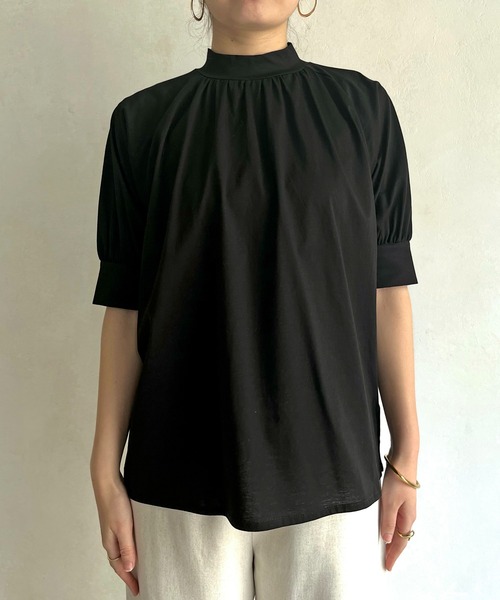 prose verse（プロズヴェール）の「シルケットギャザーハイネックカットソー（Tシャツ/カットソー・レディース・ブラック/オフホワイト・FREE）」の12枚目の写真