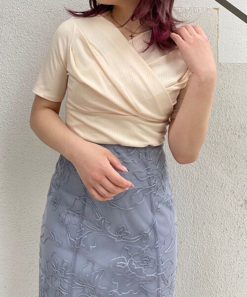 MAJESTIC LEGON(マジェスティックレゴン)の「Ladyカシュクールトップス(Tシャツ/カットソー・レディース・アイボリー/ラベンダー/サックスブルー・MEDIUM)」の16枚目の写真