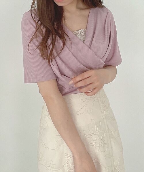 MAJESTIC LEGON(マジェスティックレゴン)の「Ladyカシュクールトップス(Tシャツ/カットソー・レディース・アイボリー/ラベンダー/サックスブルー・MEDIUM)」の12枚目の写真
