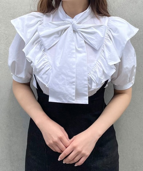 TITTY&CO.（ティティーアンドコー）の「【TITTY&CO.】ラッフルリボンブラウス（シャツ/ブラウス・レディース・ホワイト/マルチ・FREE）」の12枚目の写真