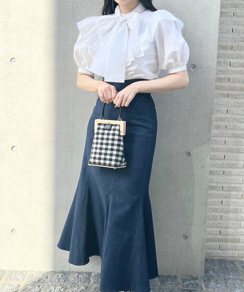 TITTY&CO.（ティティーアンドコー）の「【TITTY&CO.】ラッフルリボンブラウス（シャツ/ブラウス・レディース・ホワイト/マルチ・FREE）」の9枚目の写真