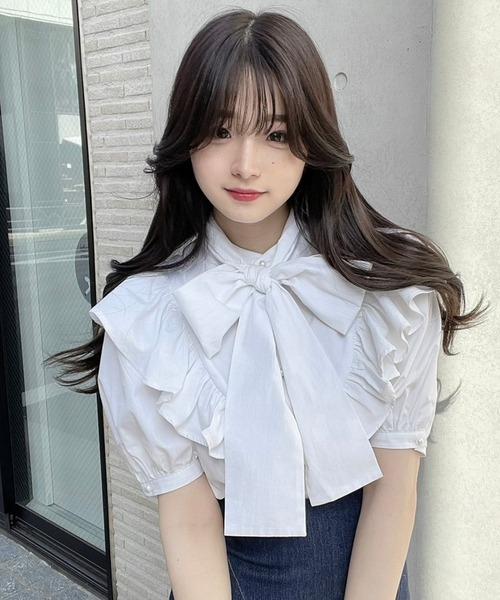 TITTY&CO.（ティティーアンドコー）の「【TITTY&CO.】ラッフルリボンブラウス（シャツ/ブラウス・レディース・ホワイト/マルチ・FREE）」の6枚目の写真