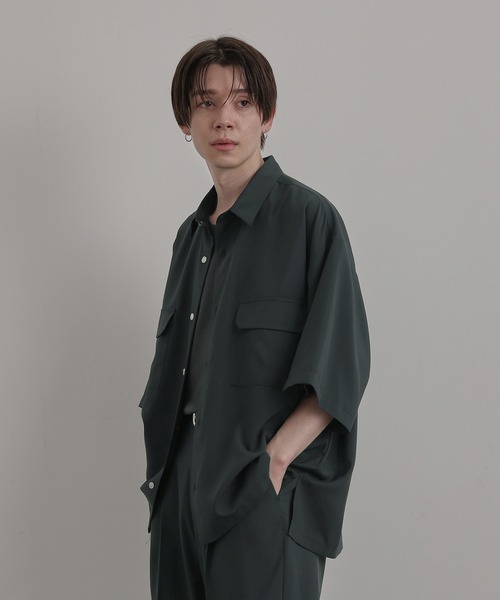 JUNRED（ジュンレッド）の「エアスルーハーフスリーブルーズシャツ（シャツ/ブラウス・メンズ・ブラック/ベージュ/ブルー系その他4・S/M/L）」の4枚目の写真