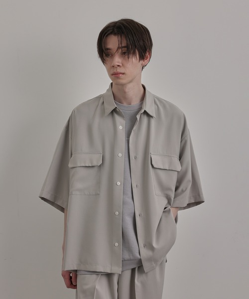 JUNRED（ジュンレッド）の「エアスルーハーフスリーブルーズシャツ（シャツ/ブラウス・メンズ・ブラック/ベージュ/ブルー系その他4・S/M/L）」の6枚目の写真