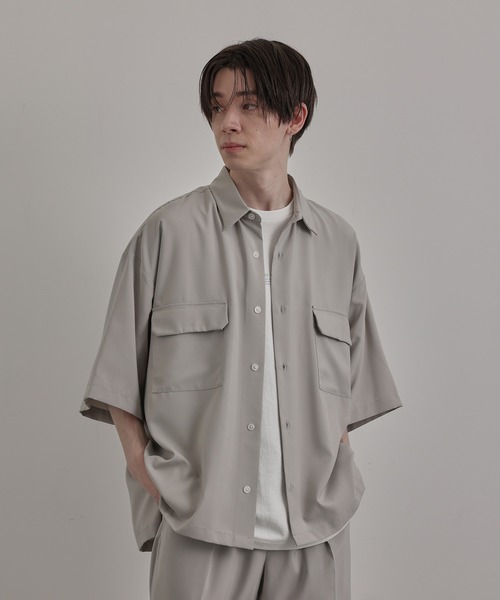 JUNRED（ジュンレッド）の「エアスルーハーフスリーブルーズシャツ（シャツ/ブラウス・メンズ・ブラック/ベージュ/ブルー系その他4・S/M/L）」の7枚目の写真