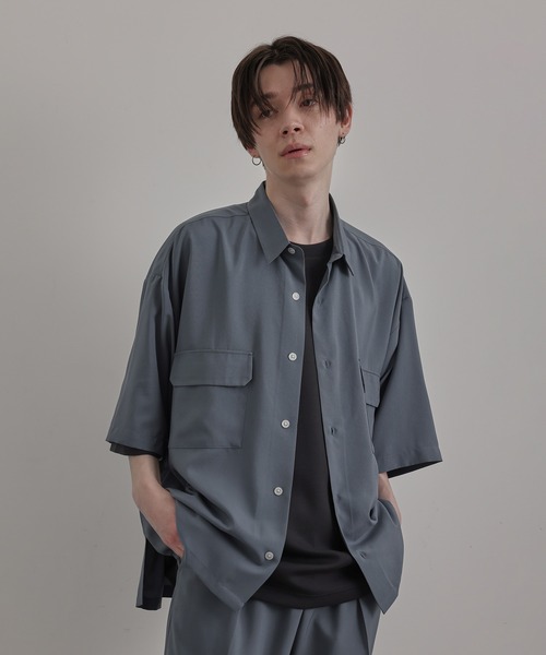 JUNRED（ジュンレッド）の「エアスルーハーフスリーブルーズシャツ（シャツ/ブラウス・メンズ・ブラック/ベージュ/ブルー系その他4・S/M/L）」の9枚目の写真