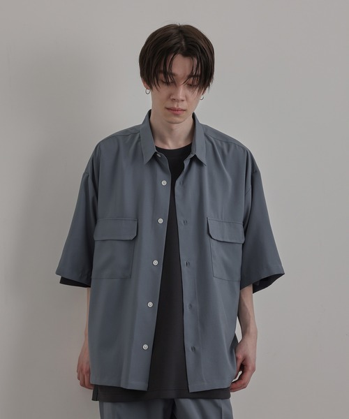 JUNRED（ジュンレッド）の「エアスルーハーフスリーブルーズシャツ（シャツ/ブラウス・メンズ・ブラック/ベージュ/ブルー系その他4・S/M/L）」の11枚目の写真