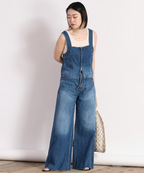 cepo（セポ）の「フレアーバギーデニムパンツ　セットアップ可能（デニムパンツ・レディース・オフホワイト/ブルー系2・S/M）」の3枚目の写真