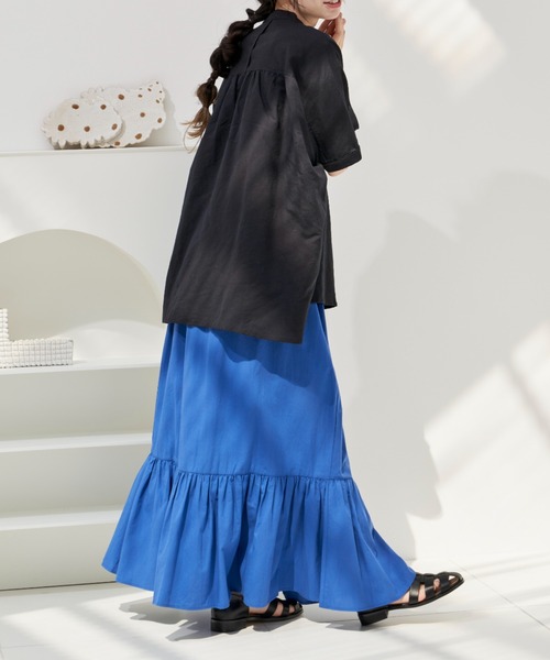 Libra Cue（リブラ キュー）の「ワンティアードボリュームスカート（スカート・レディース・ブラック/イエロー/ブルー・FREE）」の21枚目の写真