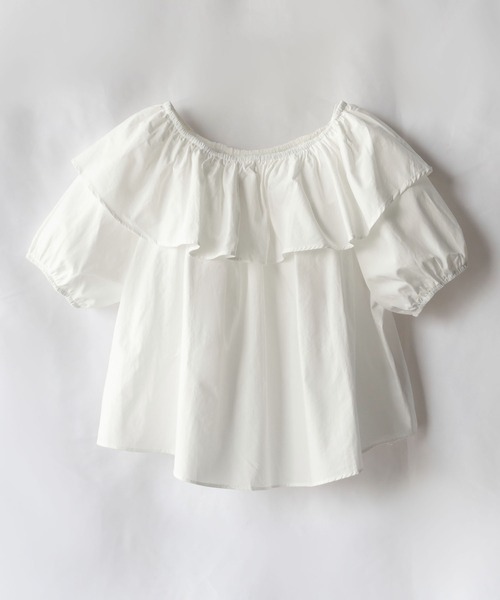 me+em select（ミームセレクト）の「【 ２ｗａｙ ／ ５色展開 】オフショルダーカラーフリルブラウス（シャツ/ブラウス・レディース・ホワイト/ピンク/イエロー/オレンジ/ブルー・FREE）」の11枚目の写真