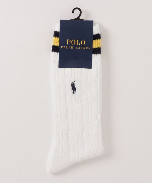 POLO RALPH LAUREN（ポロ ラルフ ローレン）の「ケーブルニット コットンブレンド クルー ソックス（ソックス/靴下・メンズ・イエロー・ONE）」の2枚目の写真