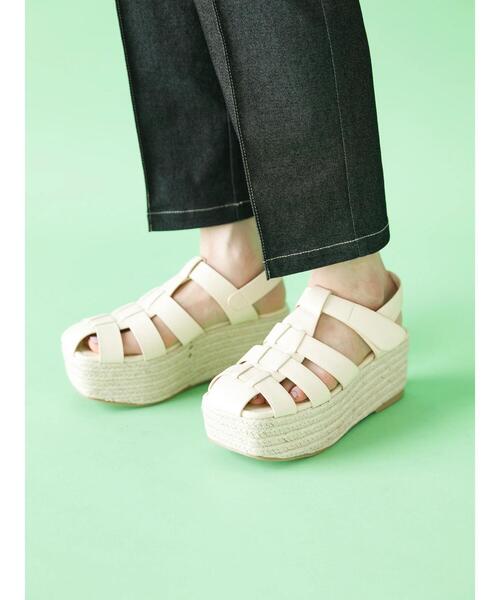 koe（コエ）の「厚底ジュートスクエアグルカサンダル＊（サンダル・レディース・オフホワイト/ベージュ/ブラック・M/L/S）」の4枚目の写真