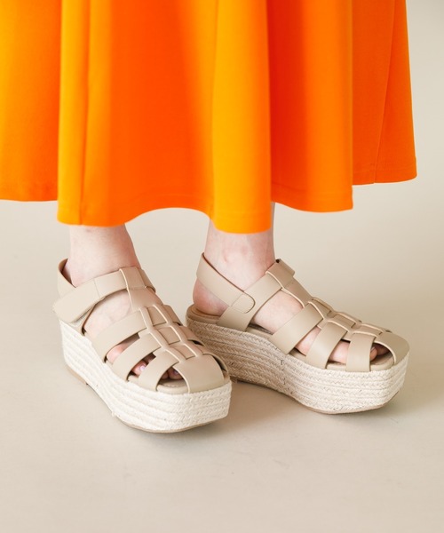 koe（コエ）の「厚底ジュートスクエアグルカサンダル＊（サンダル・レディース・オフホワイト/ベージュ/ブラック・M/L/S）」の3枚目の写真