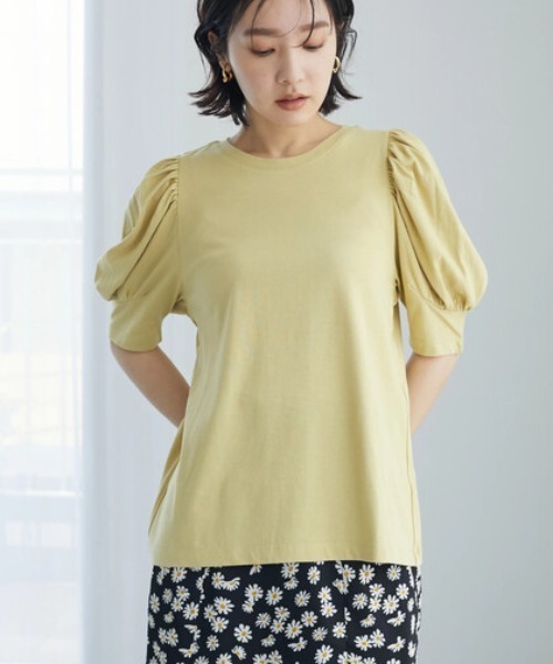 Green Parks(グリーンパークス)の「・SUGAR SPOON ボリュームスリーブTシャツ(Tシャツ/カットソー・レディース・ブラック/オフホワイト/サックスブルー/イエロー/グリーン・FREE)」の5枚目の写真