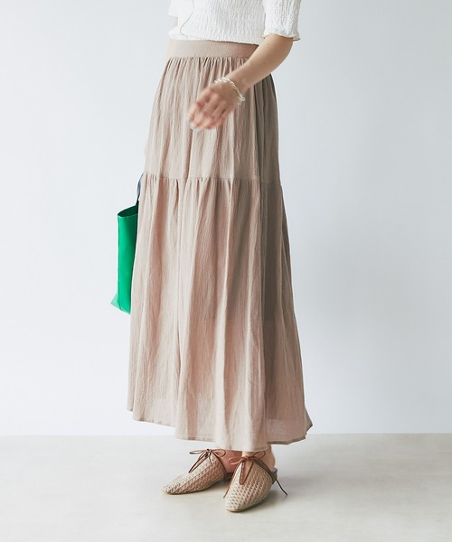 un dix cors（アンディコール）の「着心地抜群　綿楊柳2段ティアードスカート（スカート・レディース・ブラック/ブラウン/ブルー・FREE）」の13枚目の写真