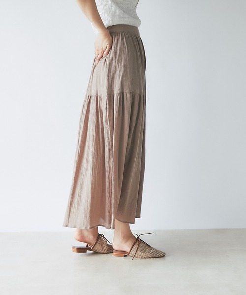 un dix cors（アンディコール）の「着心地抜群　綿楊柳2段ティアードスカート（スカート・レディース・ブラック/ブラウン/ブルー・FREE）」の14枚目の写真