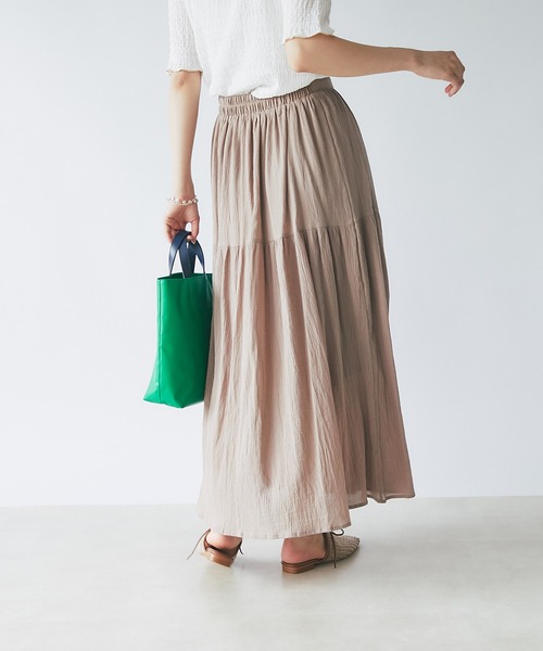 un dix cors（アンディコール）の「着心地抜群　綿楊柳2段ティアードスカート（スカート・レディース・ブラック/ブラウン/ブルー・FREE）」の20枚目の写真