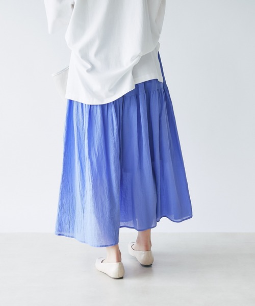 un dix cors（アンディコール）の「着心地抜群　綿楊柳2段ティアードスカート（スカート・レディース・ブラック/ブラウン/ブルー・FREE）」の18枚目の写真