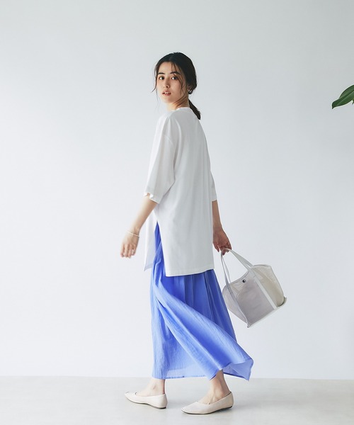 un dix cors（アンディコール）の「着心地抜群　綿楊柳2段ティアードスカート（スカート・レディース・ブラック/ブラウン/ブルー・FREE）」の15枚目の写真