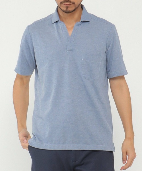 IKKA LOUNGE(イッカラウンジ)の「ALTIMA スキッパーポロシャツ(ポロシャツ・メンズ・ブルー/ネイビー/ホワイト・M/L/XL/S)」の1枚目の写真