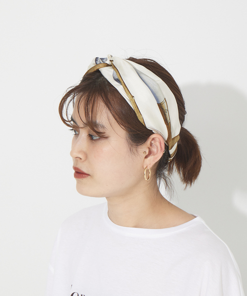 manipuri(マニプリ)の「manipuri スカーフヘアバンド(ヘアバンド・レディース・オレンジ/ブルー/ベージュ・フリー)」の2枚目の写真