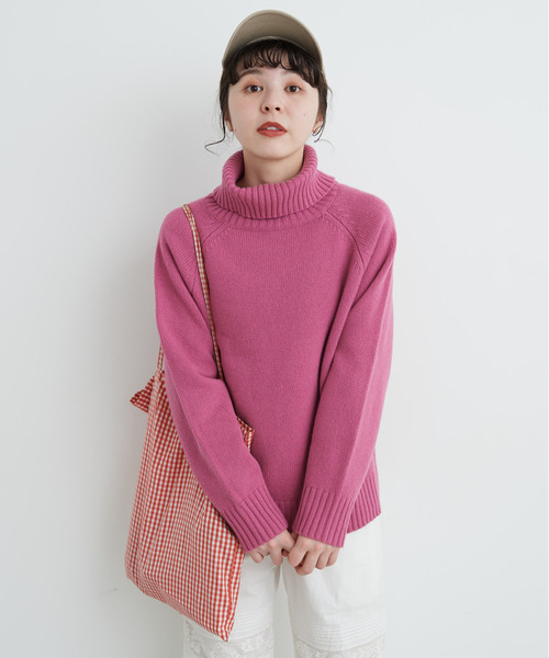 CHILD WOMAN（チャイルドウーマン）の「Extrafine merino wool 5GGタートルネックプルオーバー（ニット/セーター・レディース・アイボリー/オレンジ/ネイビー/イエロー/グリーン/ピンク/レッド/ブルー/ブラウン・FREE）」の21枚目の写真