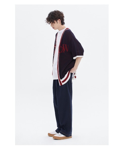 ROMANTIC CROWN（ロマンティッククラウン）の「A'GEM/9 × .kom『ROMANTIC CROWN/ロマンティッククラウン』RECENT LOGO HALF CARDIGAN/リーセントロゴ 半袖 カーディガン（カーディガン/ボレロ・メンズ・ライトグレー/ネイビー・L）」の8枚目の写真