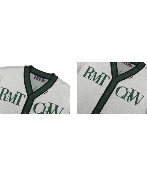 ROMANTIC CROWN（ロマンティッククラウン）の「A'GEM/9 × .kom『ROMANTIC CROWN/ロマンティッククラウン』RECENT LOGO HALF CARDIGAN/リーセントロゴ 半袖 カーディガン（カーディガン/ボレロ・メンズ・ライトグレー/ネイビー・L）」の12枚目の写真