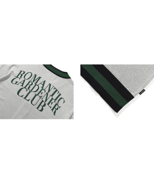 ROMANTIC CROWN（ロマンティッククラウン）の「A'GEM/9 × .kom『ROMANTIC CROWN/ロマンティッククラウン』RECENT LOGO HALF CARDIGAN/リーセントロゴ 半袖 カーディガン（カーディガン/ボレロ・メンズ・ライトグレー/ネイビー・L）」の13枚目の写真