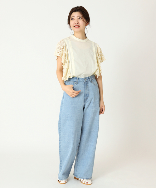 B.C STOCK(ベーセーストック)の「ニットフリルブラウス(シャツ/ブラウス・レディース・ブラック/アイボリー/パープル・FREE)」の5枚目の写真