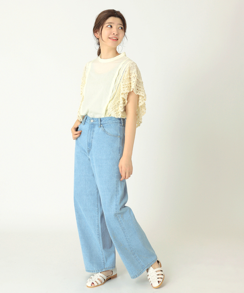 B.C STOCK(ベーセーストック)の「ニットフリルブラウス(シャツ/ブラウス・レディース・ブラック/アイボリー/パープル・FREE)」の6枚目の写真