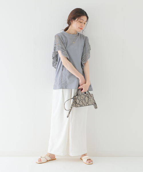 B.C STOCK(ベーセーストック)の「ニットフリルブラウス(シャツ/ブラウス・レディース・ブラック/アイボリー/パープル・FREE)」の12枚目の写真