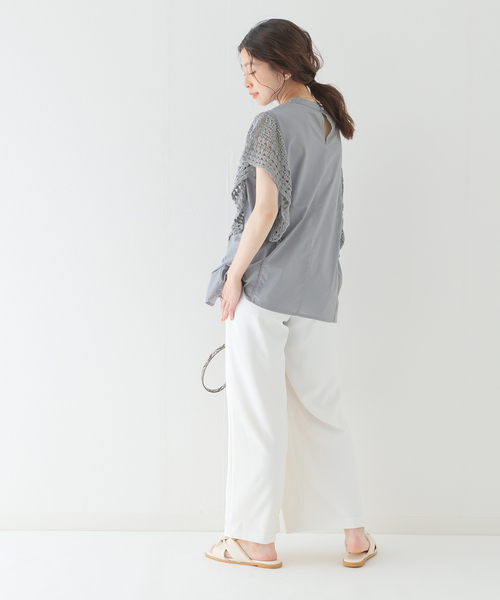B.C STOCK(ベーセーストック)の「ニットフリルブラウス(シャツ/ブラウス・レディース・ブラック/アイボリー/パープル・FREE)」の13枚目の写真