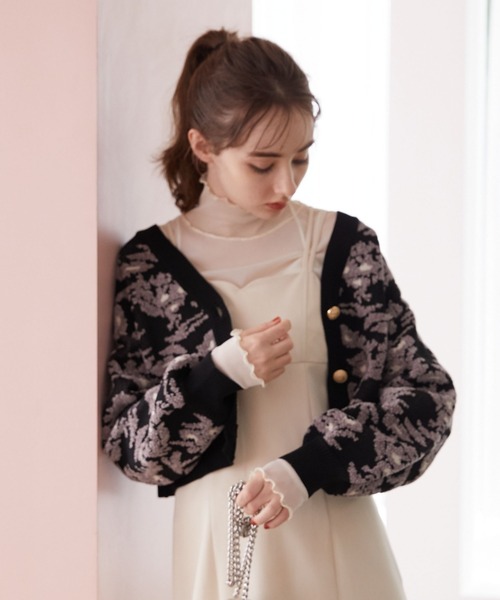 archives(アルシーヴ)の「フラワーJQ ニットカーディガン(カーディガン/ボレロ・レディース・アイボリー/ブラック/ブラウン・MEDIUM)」の14枚目の写真