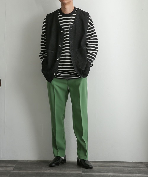 SENSE OF PLACE by URBAN RESEARCH（センスオブプレイスバイアーバンリサーチ）の「ボーダーエクストラルーズロングTシャツ（Tシャツ/カットソー・メンズ・ブラック/ベージュ/アイボリー・MEDIUM/LARGE）」の9枚目の写真