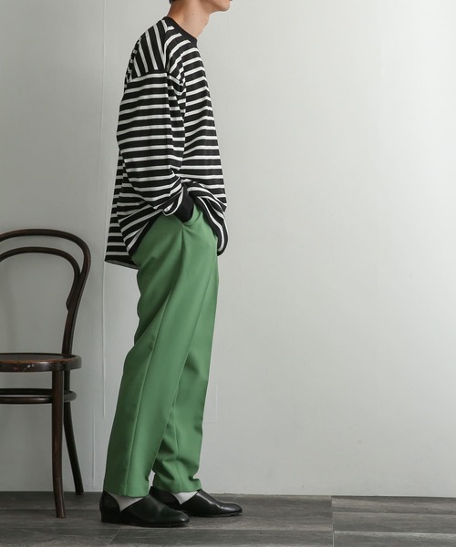 SENSE OF PLACE by URBAN RESEARCH（センスオブプレイスバイアーバンリサーチ）の「ボーダーエクストラルーズロングTシャツ（Tシャツ/カットソー・メンズ・ブラック/ベージュ/アイボリー・MEDIUM/LARGE）」の5枚目の写真