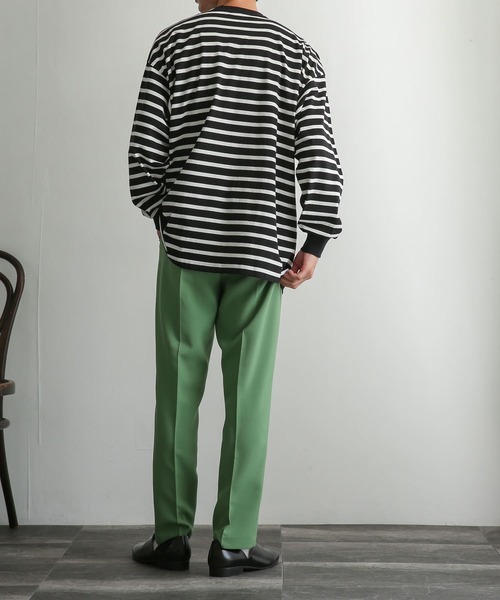 SENSE OF PLACE by URBAN RESEARCH（センスオブプレイスバイアーバンリサーチ）の「ボーダーエクストラルーズロングTシャツ（Tシャツ/カットソー・メンズ・ブラック/ベージュ/アイボリー・MEDIUM/LARGE）」の17枚目の写真