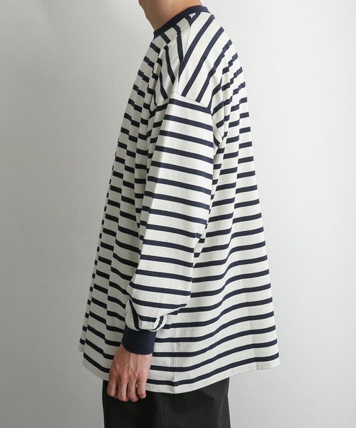 SENSE OF PLACE by URBAN RESEARCH（センスオブプレイスバイアーバンリサーチ）の「ボーダーエクストラルーズロングTシャツ（Tシャツ/カットソー・メンズ・ブラック/ベージュ/アイボリー・MEDIUM/LARGE）」の11枚目の写真