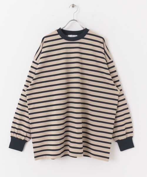 SENSE OF PLACE by URBAN RESEARCH（センスオブプレイスバイアーバンリサーチ）の「ボーダーエクストラルーズロングTシャツ（Tシャツ/カットソー・メンズ・ブラック/ベージュ/アイボリー・MEDIUM/LARGE）」の19枚目の写真