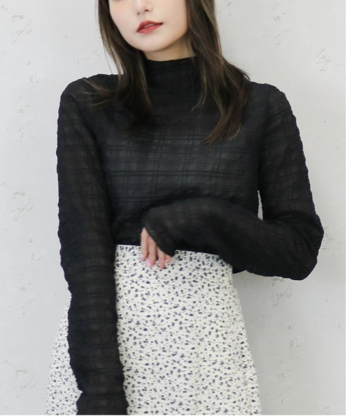 Per sist ence(パーシエンス)の「シアークラッシュジョーゼットハイネックプルオーバー(Tシャツ/カットソー・レディース・パープル/ピンク/ブラック/アイボリー・FREE)」の2枚目の写真