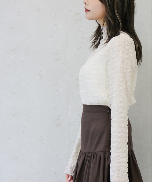 Per sist ence(パーシエンス)の「シアークラッシュジョーゼットハイネックプルオーバー(Tシャツ/カットソー・レディース・パープル/ピンク/ブラック/アイボリー・FREE)」の21枚目の写真