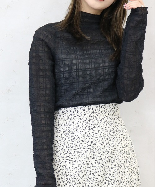 Per sist ence(パーシエンス)の「シアークラッシュジョーゼットハイネックプルオーバー(Tシャツ/カットソー・レディース・パープル/ピンク/ブラック/アイボリー・FREE)」の13枚目の写真