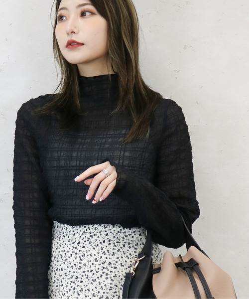 Per sist ence(パーシエンス)の「シアークラッシュジョーゼットハイネックプルオーバー(Tシャツ/カットソー・レディース・パープル/ピンク/ブラック/アイボリー・FREE)」の10枚目の写真