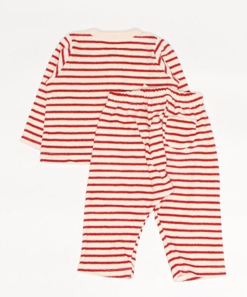 PETIT BATEAU（プチバトー）の「パイルカーディガン＆パンツセット（ベビーギフト・キッズ・ホワイト×レッド・6MONTH/18MONTH/12MONTH）」の2枚目の写真