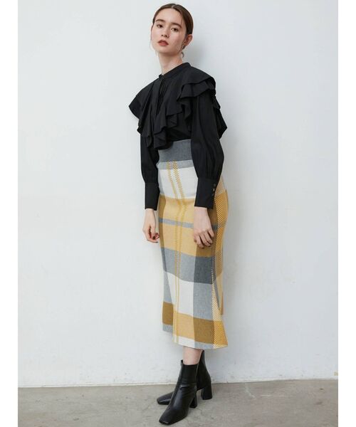 LAGUNAMOON（ラグナムーン）の「ワイドチェックマーメイドスカート（スカート・レディース・イエロー/パープル/ベージュ・SMALL/MEDIUM）」の18枚目の写真